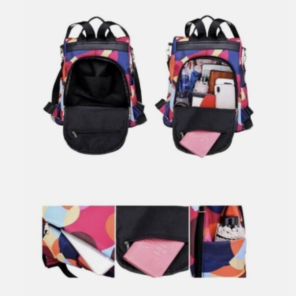 Poaba anti-theft waterproof Backpack Multicolor - Picture 3 of 8